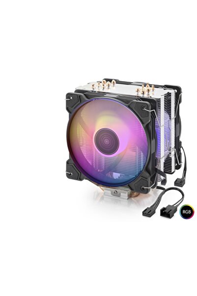 CT STONES Cpu Processor Tower Type Cooler Dual Fan 6 Copper Pipes Rgb - Black...