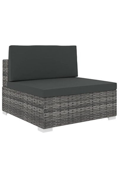 Concept Scaun modular de mijloc, 1 buc., gri, poliratan, cu perne