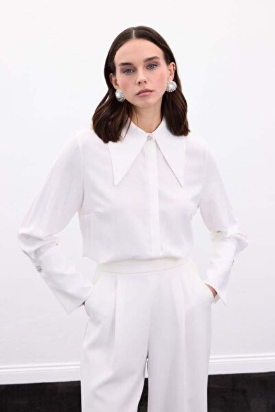 Kokoşum Butik 2591 Collar and Cuff Detailed Shirt Ecru
