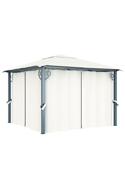 Concept Pavilion cu perdele, crem, 300 x 300 cm, aluminiu