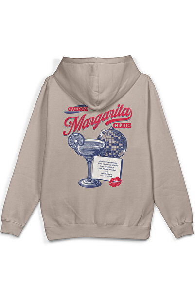 Overoz بارمن مارغريتا سيرت مطبوع بغطاء رأس سويت شيرت نصف كبير الحجم بلون الحج...