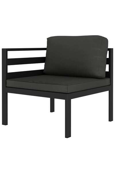 Concept Γωνιακός καναπές με μαξιλάρια, 1 τεμ., ανθρακί, αλουμίνιο