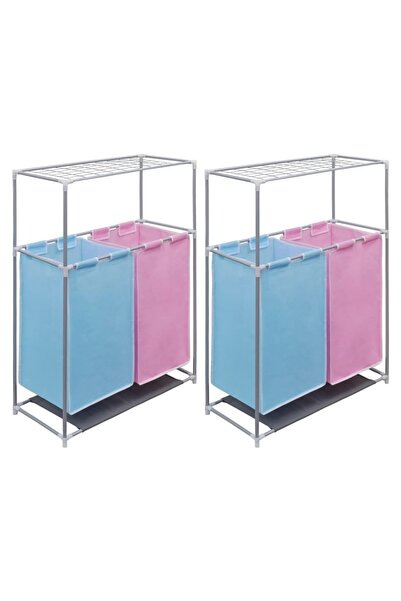 Concept Coșuri sortare rufe 2 secțiuni 2 buc. raft superior de uscare