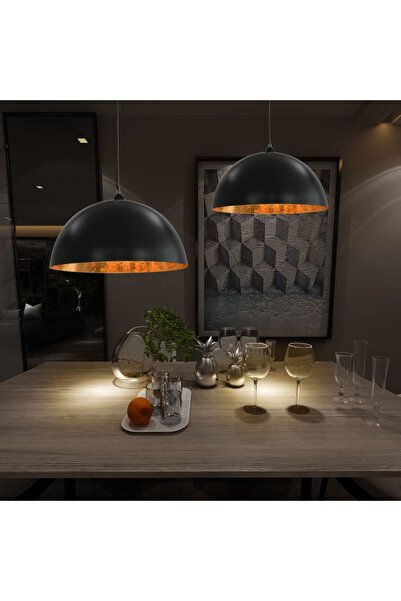 Concept Lustre, 2 buc., negru și auriu, 50 cm, semisferic, E27