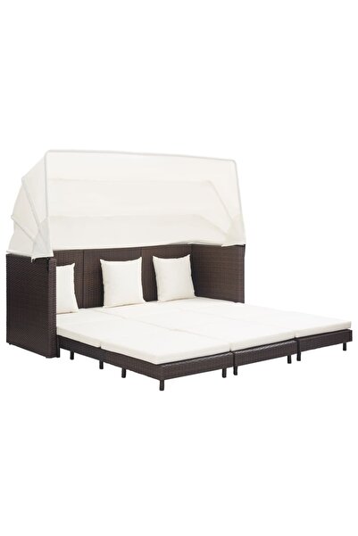 Concept Canapea extensibilă cu 3 locuri, cu acoperiș poliratan, maro