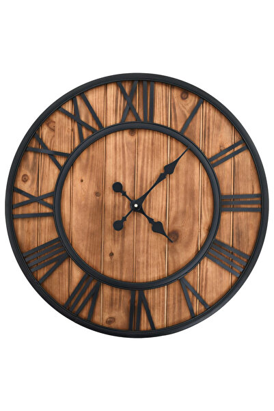 Concept Ceas de perete vintage, cu cuarț, lemn și metal, XXL, 60 cm