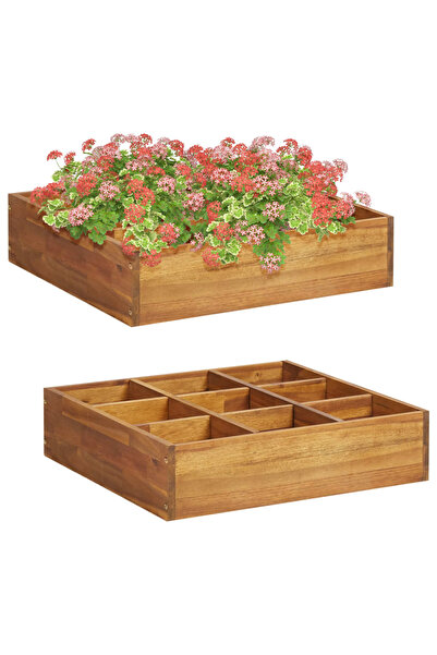 Concept Strat înălțat de grădină verdețuri, 60x60x15 cm, lemn acacia