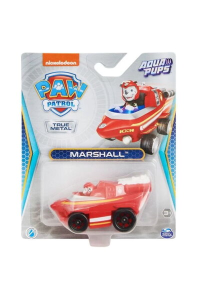 PAW PATROL Masinuta Aqua Pups Vehicul acvatic, Marshall, Rosu, 10 cm