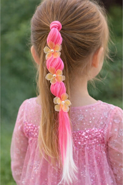 shop Elastic de păr cu detalii florale de culoare roz