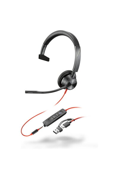 HP Casti Poly Blackwire 3315 MS Teams, jack de 3,5 mm adaptor USB-C/A, mono