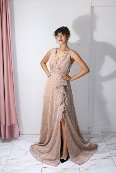 Angy Fashion “Champagne Glam” Dress – delicate sequins and elegant ruffles Si...