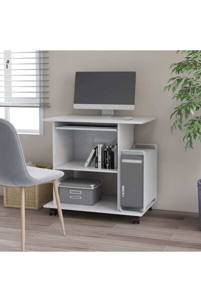 Concept Birou de calculator, alb, 80 x 50 x 75 cm, PAL