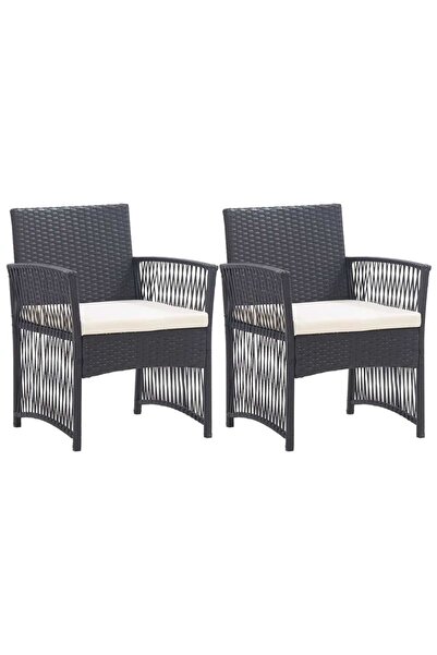 Concept Πολυθρόνες κήπου με μαξιλάρια, 2 τεμ., μαύρες, πολυρατάν