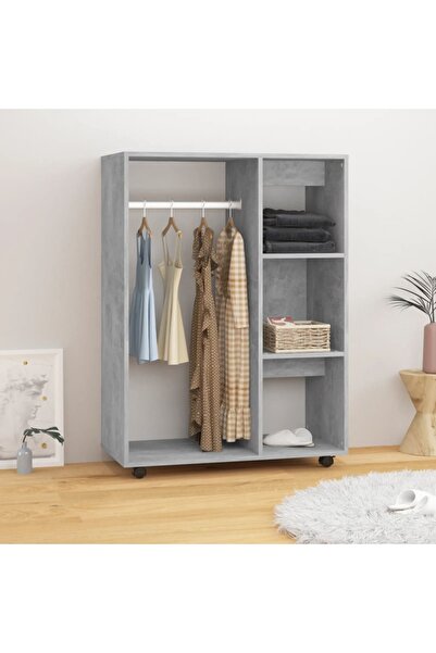 Concept Ντουλάπα, γκρι σκυροδέματος, 80x40x110 cm, μοριοσανίδα