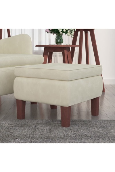 Concept Scaun cu picioare din lemn, crem, catifea
