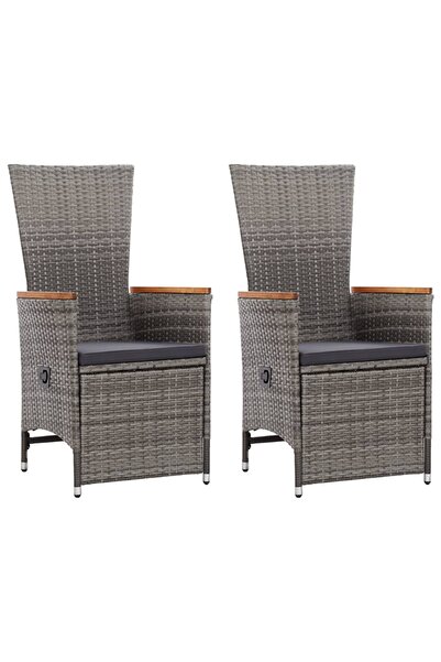 Concept Πτυσσόμενες καρέκλες κήπου με μαξιλάρια, 2 τεμ., γκρι, πολυρατάν