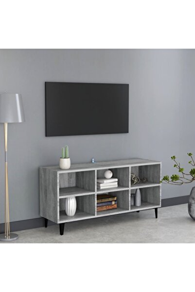 Concept Comodă TV picioare din metal, stejar sonoma gri, 103,5x30x50 cm