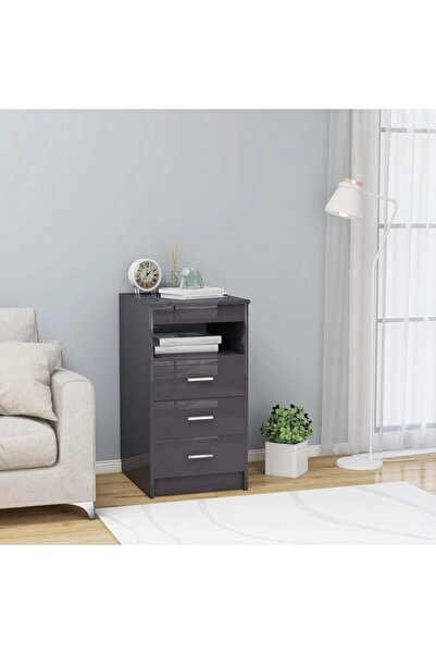 Concept Dulap cu sertare, gri extralucios, 40x50x76 cm, lemn compozit