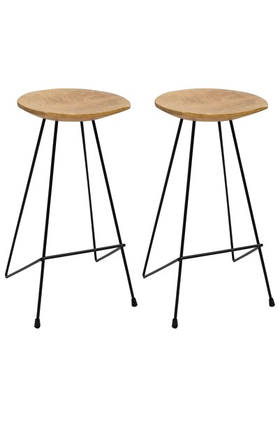 Concept Σκαμπό μπαρ, 2 τεμ., από μασίφ ξύλο τικ