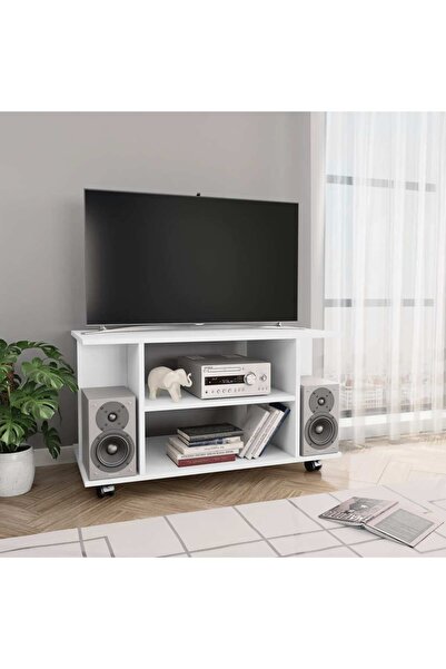 Concept Comodă TV cu rotile, alb, 80 x 40 x 40 cm, PAL