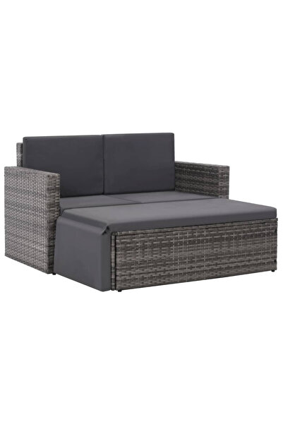 Concept Set mobilier de grădină cu perne, 2 piese, gri, poliratan