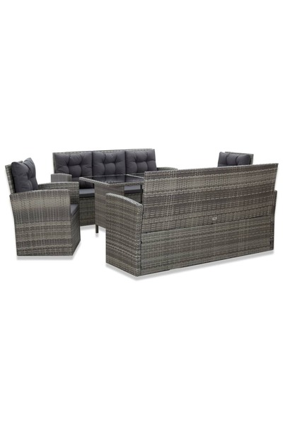 Concept Set mobilier de exterior cu perne, 5 piese, gri, poliratan