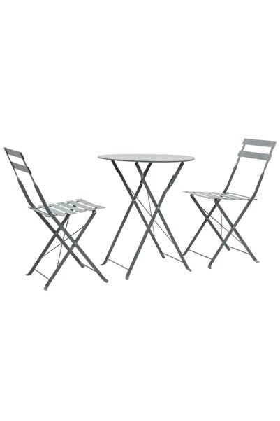 Concept Set mobilier bistro, 3 piese, gri, oțel
