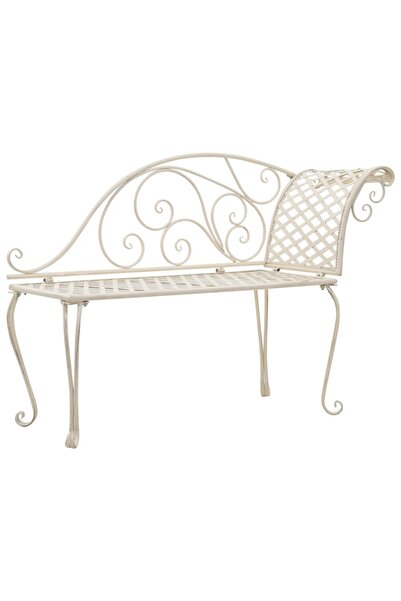 Concept Παγκάκι κήπου σεζλόνγκ, vintage λευκό, 128 cm, μεταλλικό