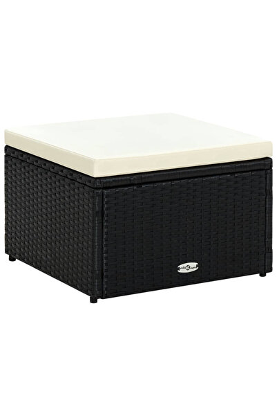 Concept Taburet otoman din poliratan, 53 x 53 x 30 cm, negru