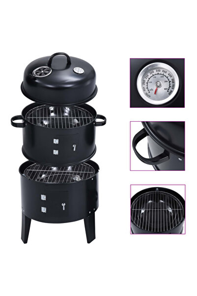 Concept Ψησταριά κάρβουνου με καπνιστήριο 3 σε 1, 40 x 80 εκ.