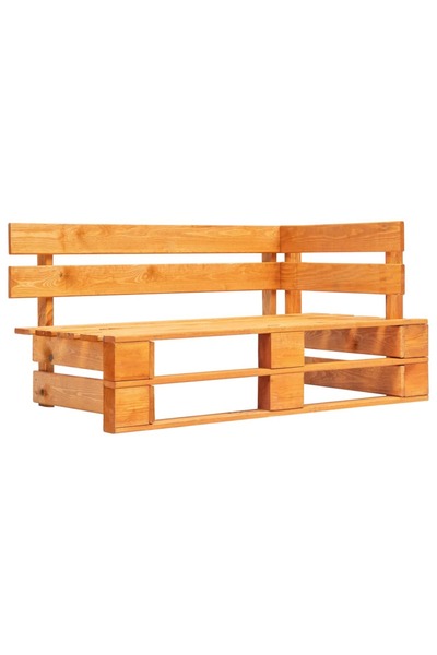 Concept Γωνιακός πάγκος κήπου από παλέτες, μελί καφέ, ξύλο