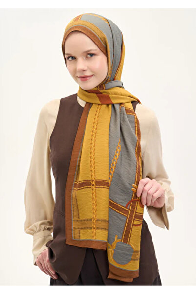 Silk Home Urban Hours Large Chain Mustard Mayda Shawl 190X70