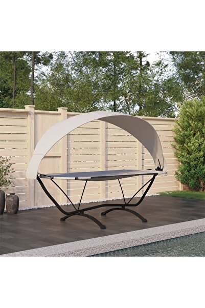 Concept Αιώρα με τέντα, κρεμ, μαύρο ατσάλι και ύφασμα Oxford