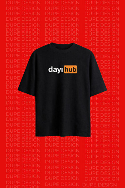 Dupe Design Dayihub Printed Oversized Black Unisex T-Shirt