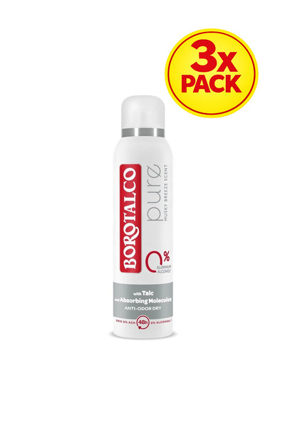 Borotalco 3x PACK Deodorant spray Pure 150ml