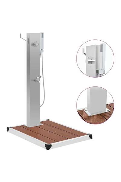 Concept Duș de exterior cu cădiță, WPC și oțel inoxidabil