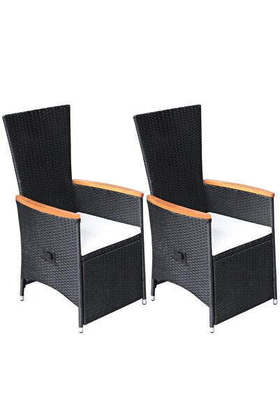 Concept Πτυσσόμενες καρέκλες κήπου με μαξιλάρια, 2 τεμ., μαύρες, πολυρατάν