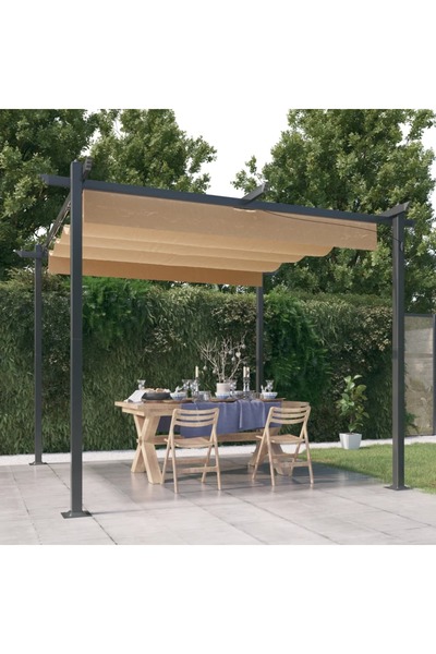 Concept Κιόσκι κήπου, αναδιπλούμενη στέγη, γκρι-μπεζ, 3x3 μ.