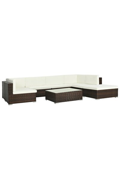 Concept Set mobilier de grădină cu perne, 8 piese, maro, poliratan