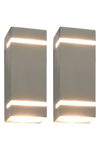 Concept Εξωτερικά επιτοίχια φωτιστικά 2 τεμάχια ασημί 35 W ορθογώνια