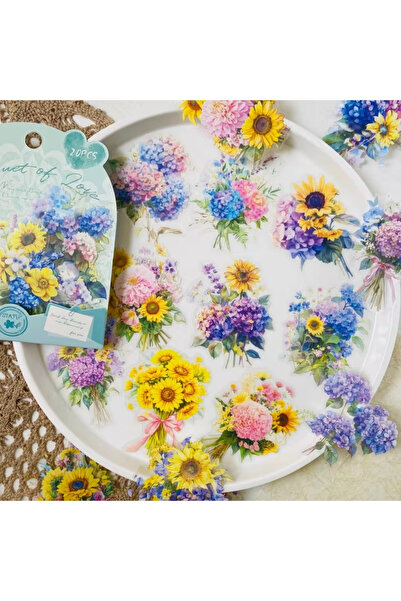 Kolbi Craft 20 Pcs Transparent Flower Sticker Set Bullet Journal Scrapbook La...