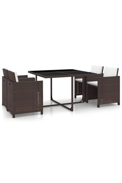 Concept Set mobilier de exterior cu perne, 5 piese, maro, poliratan
