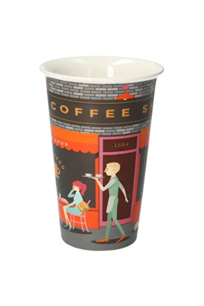 DELONGHİ Ceramic mug DLSC066, double wall, COFFEE SHOP, 300ml, silicone lid