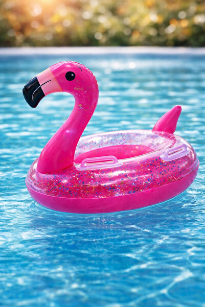 Fidan oyuncak عوامة سباحة للأطفال لمّاع بتصميم طائر الفلامنجو مقاس 65 سم - عو...