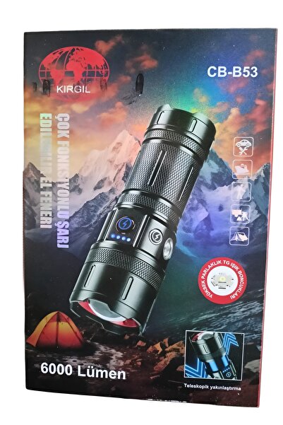 efmues El feneri 6000 lümen şarjlı metal kasa el feneri CB-B53