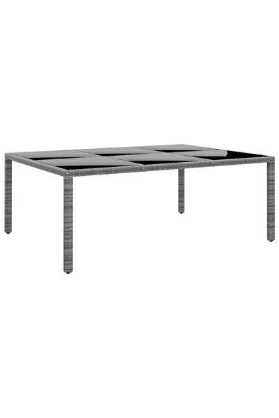 Concept Masă de grădină, gri, 200x150x75cm, sticlă securizată/poliratan