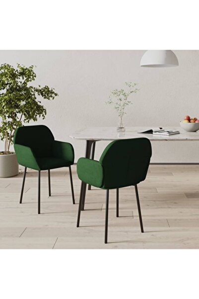 Concept Καρέκλες κουζίνας, 2 τεμ., σκούρο πράσινο, Βελούδο