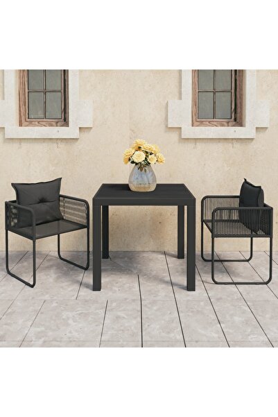 Concept Garden table furniture set, 3 pieces, black, PVC rattan