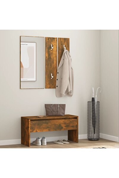 Concept Σετ επίπλων χολ, καπνιστή δρυς, επεξεργασμένο ξύλο