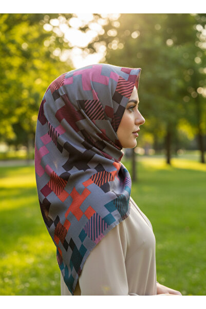 Bonjela Geometric Patterned Women's Scarf – Modern Stylish Soft-Textured Dail...